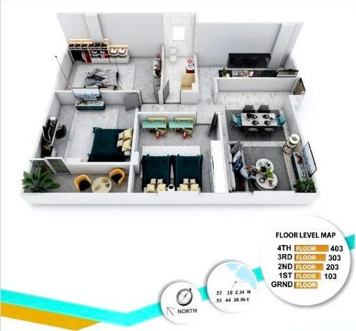 125m² 3-Zimmer Wohnung 2. Stock City Market Str.